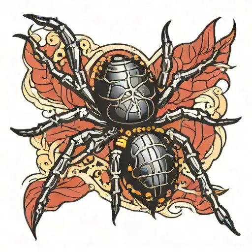 Black widow spider crawling tattoo design idea
