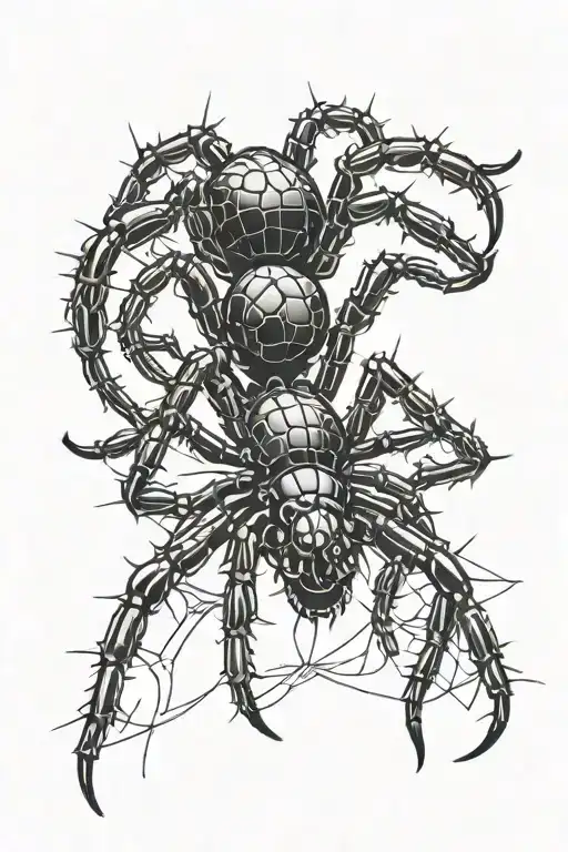 Black widow spider crawling tattoo design idea