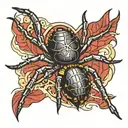 Black widow spider crawling tattoo design idea