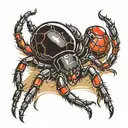 Black widow spider crawling tattoo design idea