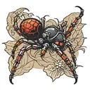Black widow spider crawling tattoo design idea