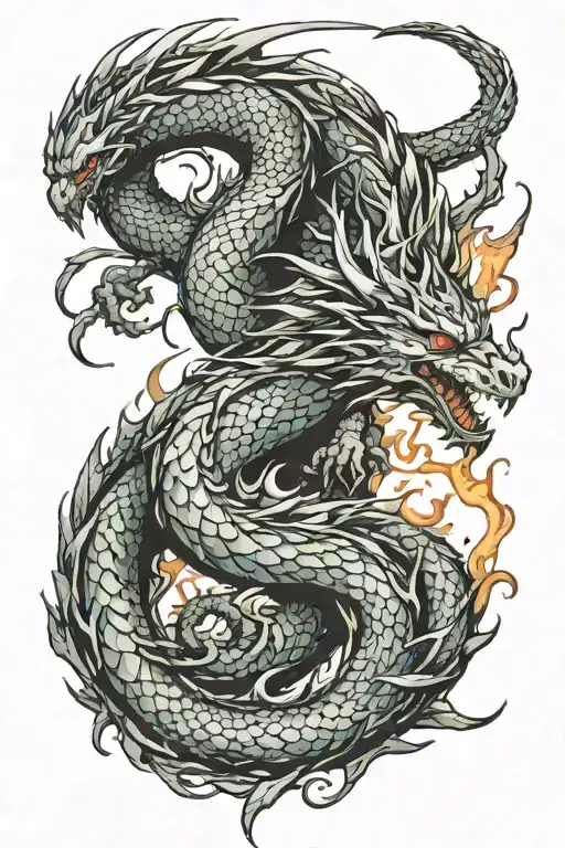 the dragon breathes fire tattoo design idea