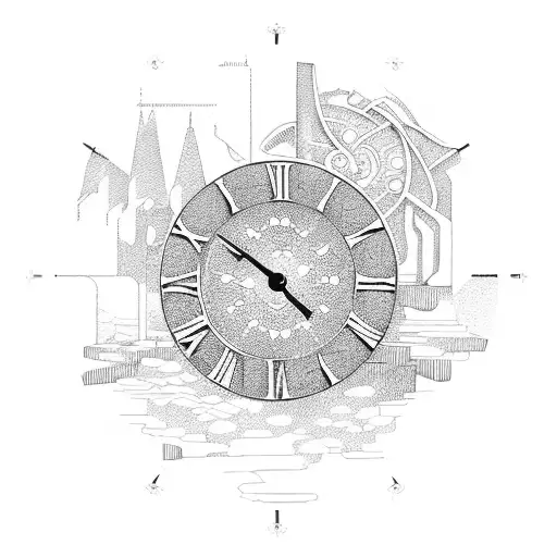 clock tower in park  tattoo design idea