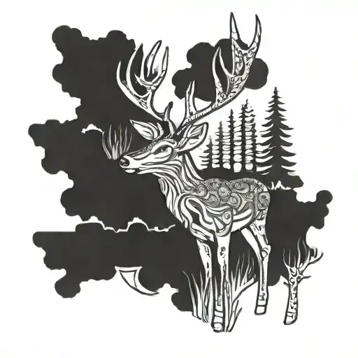 Nordic whitetail deer tattoo design idea