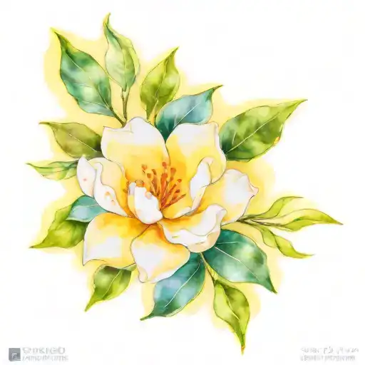 Gardenia olive branch tattoo design idea
