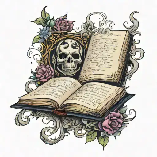 gothic magic book  tattoo design idea