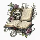 gothic magic book  tattoo design idea