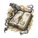 gothic magic book  tattoo design idea