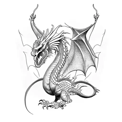 Dragon, phoenix, swan,  tattoo design idea