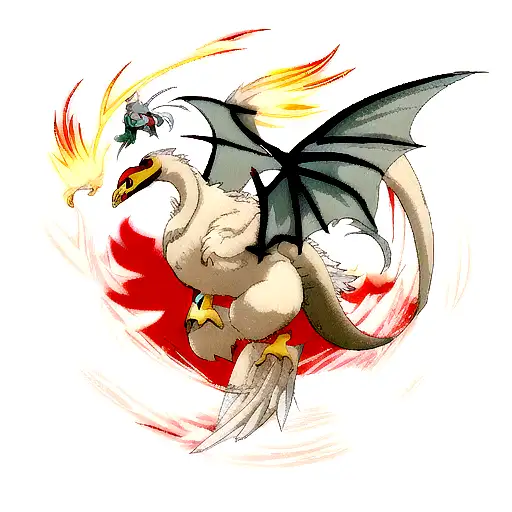 Dragon, phoenix, swan,  tattoo design idea