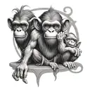 A modern interpretation of the three wise monkeys, each with a fishing-related twist, symbolizing the importance of balance and mindfulness in recovery tattoo design idea