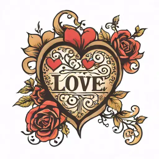 my daughter names round love heart shape tattoo design idea