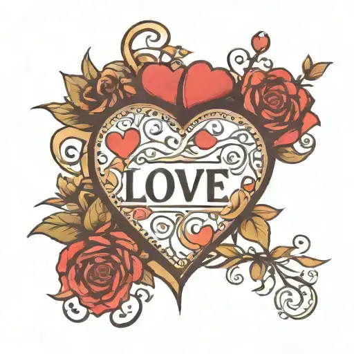 my daughter names round love heart shape tattoo design idea