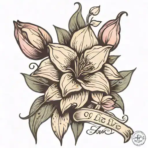 tulip,lily, and rose spine tattoo with the words "to live is to love" in cursive  tattoo design idea