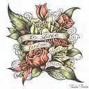 tulip,lily, and rose spine tattoo with the words "to live is to love" in cursive  tattoo design idea