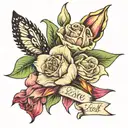 tulip,lily, and rose spine tattoo with the words "to live is to love" in cursive  tattoo design idea
