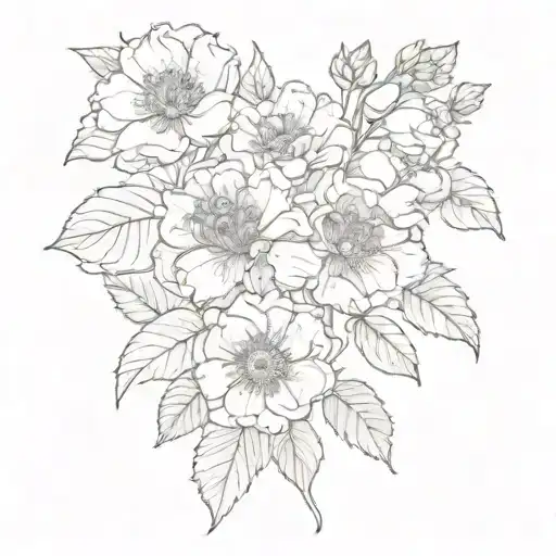 Birth flowers of nieces and nephews. 1 Feb, 1 Mar, 3 may, 2 Aug, 1 Sept, 2 Oct,  1 Nov  tattoo design idea