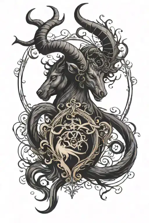 Capricorn and leo tattoo design idea