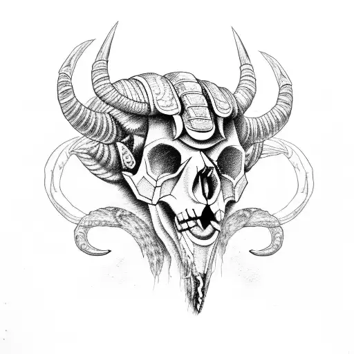 Aries ram skull tattoo design idea