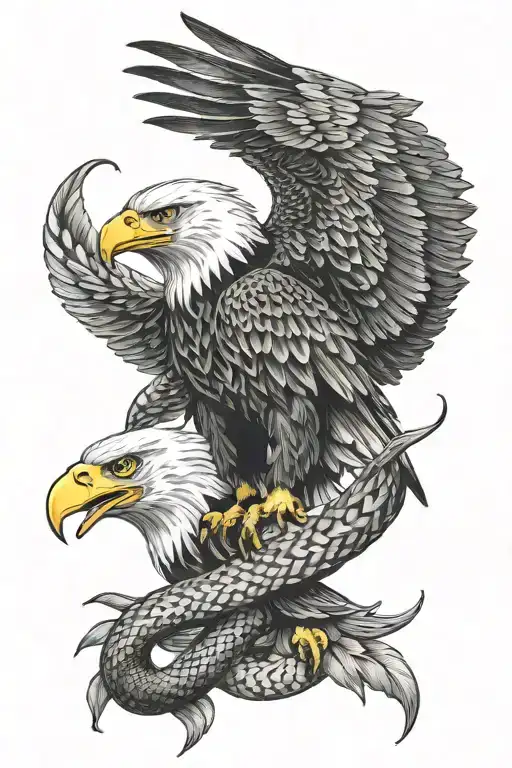 Eagle versus snake intertwined tattoo design idea