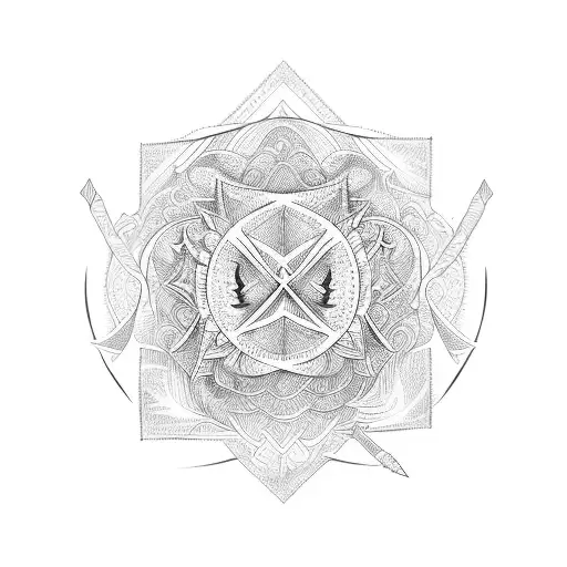 mandala bow and arrow tattoo design idea