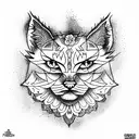 moon and lynx tattoo design idea