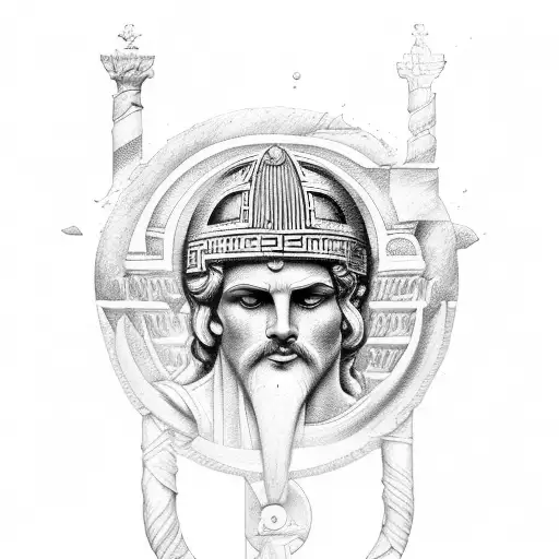 I want a greek god with the coliseum tattoo design idea