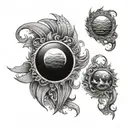 An intricate design combining the elements of sun, ocean, earth, and waves tattoo design idea