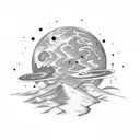 Planet Mars, where you can see the desert on it tattoo design idea