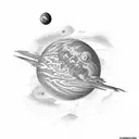 the Planet Mars with deserd winds  tattoo design idea