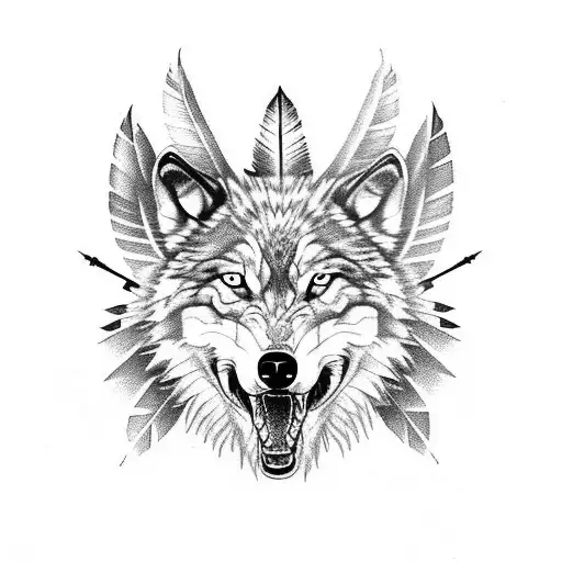 wolf blood indian pirit tattoo design idea