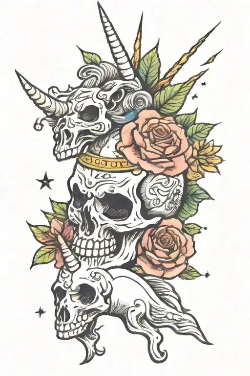 skull and unicorn  tattoo design idea