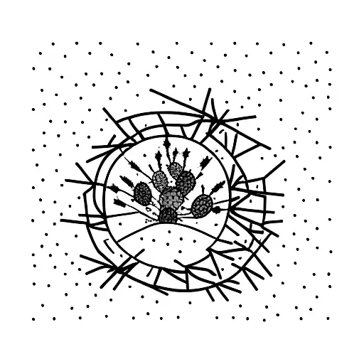 Desert with a lone cactus and tumbleweed tattoo design idea