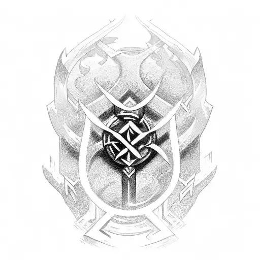 norse runes tattoo with these runes: Laguz, Gebo, Othila, Thurisaz, Tiwaz and Eihwaz tattoo design idea