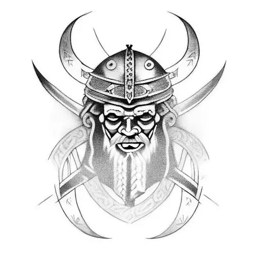 viking tattoo including the runes Laguz, Gebo, Othila, Thurisaz, Tiwaz and Eihwaz tattoo design idea