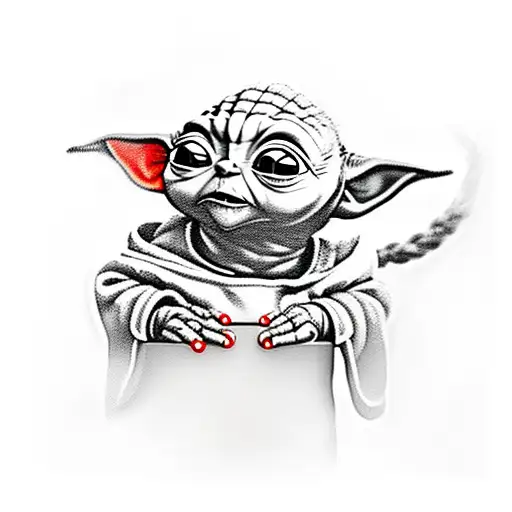 Baby Yoda with an Spider Man Bodysuit tattoo design idea