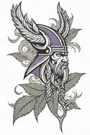 Minnesota Vikings logo, Minnesota Twins logo, marijuana leaf, Winona, Minnesota, bravery, smoke tattoo design idea