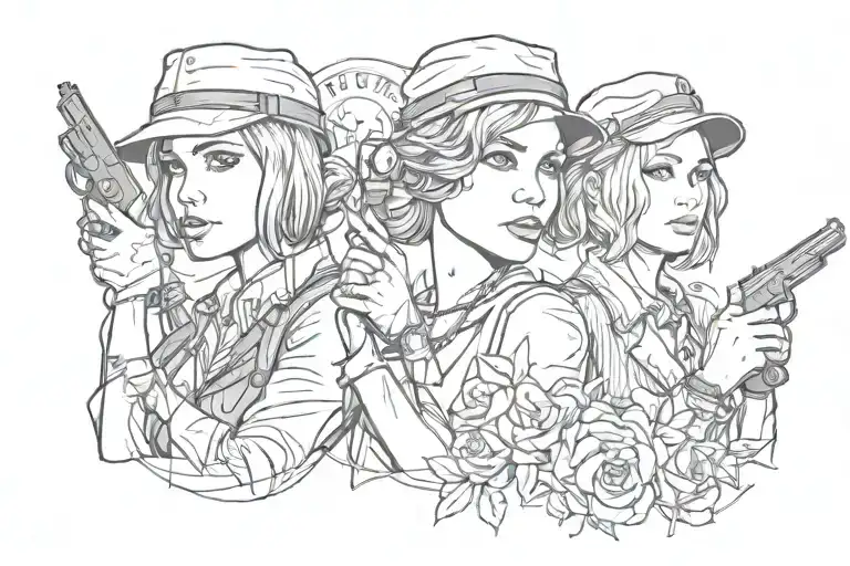 female, wrist, bonnie and clyde tattoo design idea