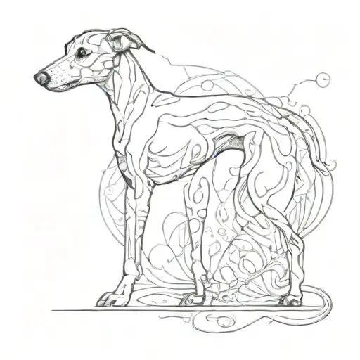 whippet dog silhouette tattoo design idea