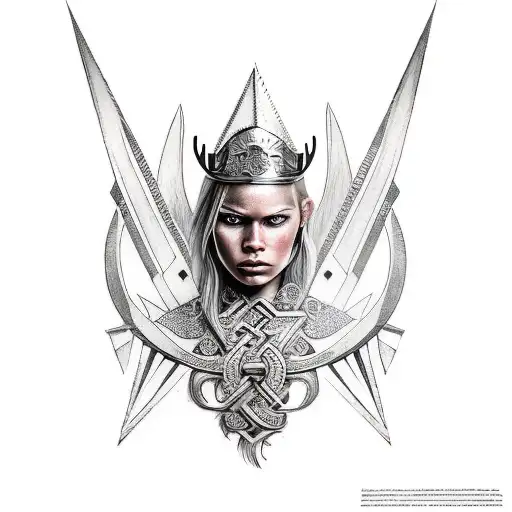 Nordic warrior Princess  tattoo design idea