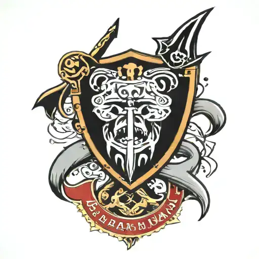 Alabama crimson tide, pirate flag, shark fin, music notes tattoo design idea