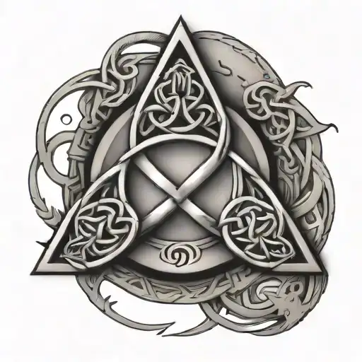 A Celtic trinity knot intertwined with Nordic Valknut symbolizing unity and warrior spirit tattoo design idea