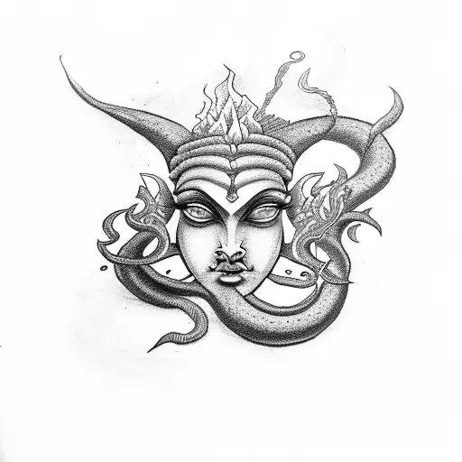 mahadeva with fire tattoo design idea