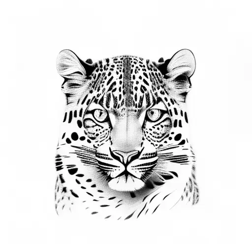 A stunning design featuring a majestic leopard print seamlessly blending into a transparent background. tattoo design idea