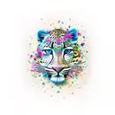 A realistic leopard print pattern with colorful flowers integrated into the spots tattoo design idea