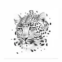 A realistic leopard print pattern with colorful flowers integrated into the spots tattoo design idea