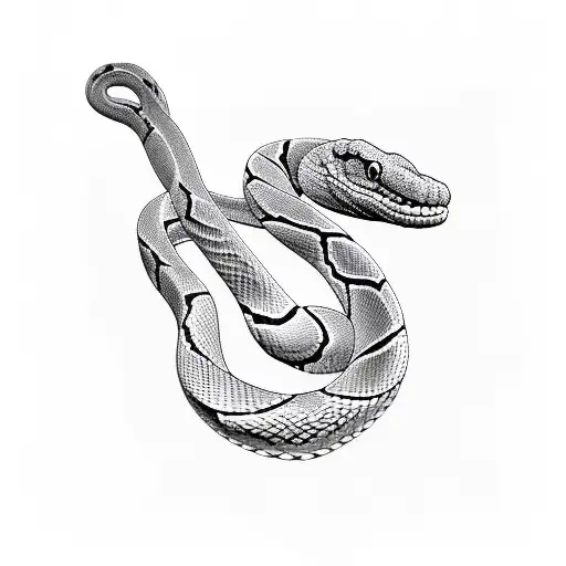 3D snake around AR rifle tattoo design idea