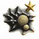 sea urchin star fish and sea shell turn golden proportion tattoo design idea