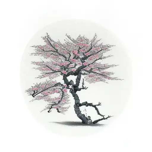 cherry tree where the brances look like veins  tattoo design idea