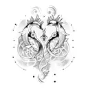 Pisces and Virgo Love Sign tattoo design idea